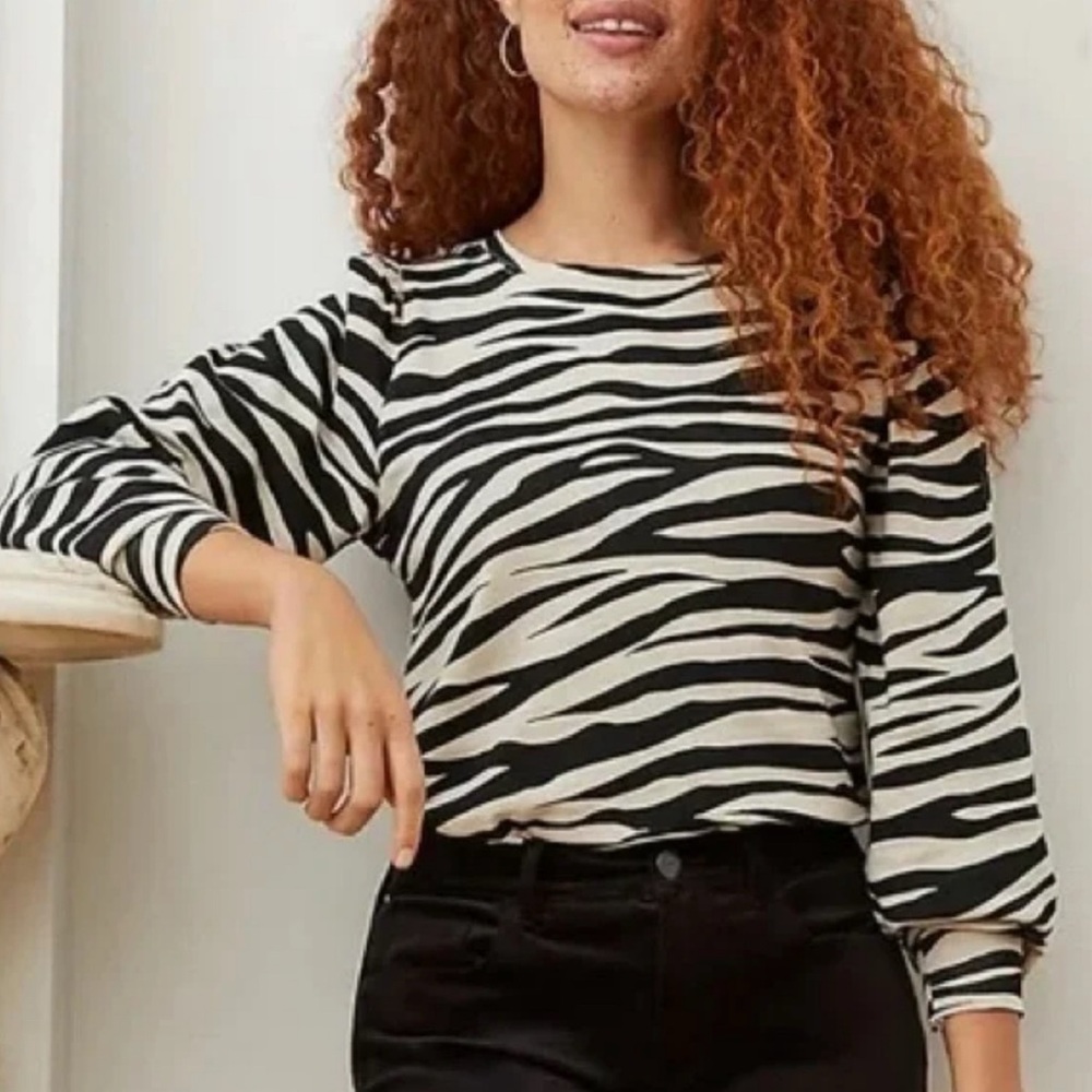 LOFT Zebra Print Sweatshirt Top